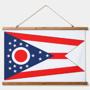 Hout met wandtapijt met vlag van Ohio, VS Hangend Wandkleed