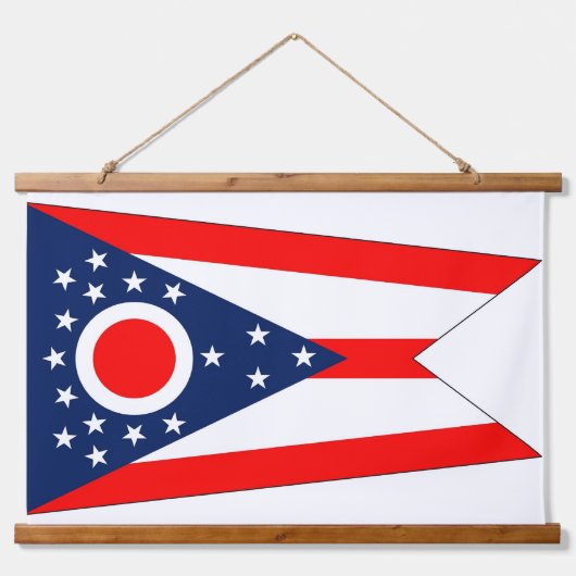 Hout met wandtapijt met vlag van Ohio, VS Hangend Wandkleed (Voorkant)