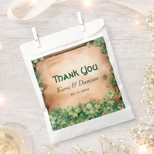 Hout met wijnstok St. Patricks Dag bruiloft Dank u Bedankzakje (Geknipt)