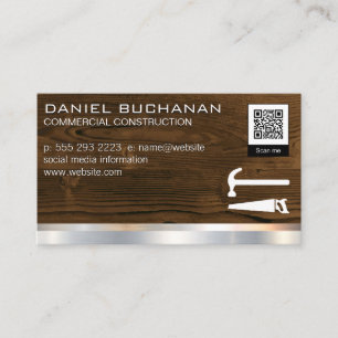 Hout Metaal   Zaag Hamer   QR Barcode Sjabloon Visitekaartje
