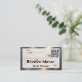 Hout | Metalen afwerking | QR-code Visitekaartje (Staand voorkant)