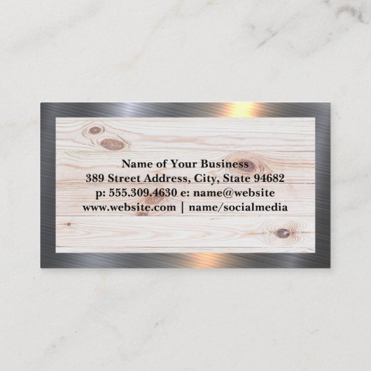 Hout | Metalen Afwerking | QR Code Visitekaartje (Achterkant)