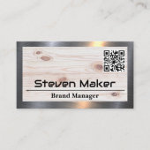 Hout | Metalen afwerking | QR-code Visitekaartje (Voorkant)