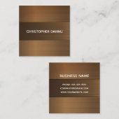 Hout Metallic Modern Minimal Vierkante Visitekaartje (Voorkant / Achterkant)