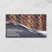 Hout Metallic | QR-code | Barber Shop Patroon Visitekaartje (Achterkant)