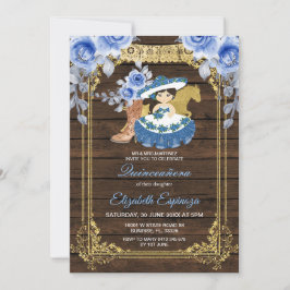 Hout Mexicaanse Quinceanera Blue Rozen Flowers Kaart