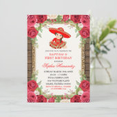 Hout Mexican Red Charra Baptism and First Birthday Kaart (Staand voorkant)