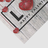 Hout Moderne Rustige Valentijnsdag LOVE Red Hearts Tissuepapier (Detail)