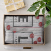 Hout Moderne Rustige Valentijnsdag LOVE Red Hearts Tissuepapier (Geschenk)