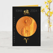 Hout Monkey 1944 2004 Fire Aries Birthday C Kaart (Gele Bloem)