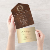  Hout Monogram Huwelijk All In One Uitnodiging (Afscheurbaar)