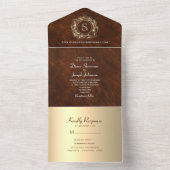  Hout Monogram Huwelijk All In One Uitnodiging (Binnen)