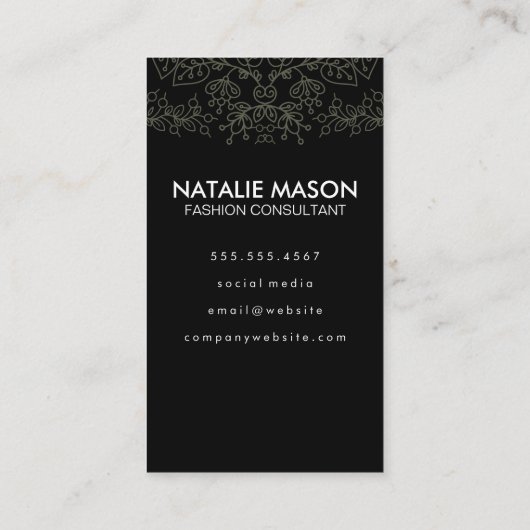 Hout Monogram met Mandala Patroon Visitekaartje (Achterkant)