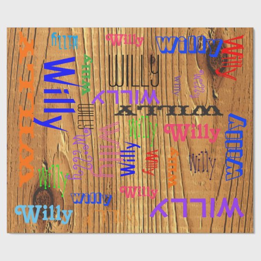 Hout Naam Collage 🎁 Verbazingwekkende Word Cloud Cadeaupapier (Vlak)