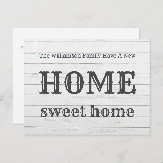 Hout New Home Sweet Home|Moving Announding Briefkaart (Voorkant / Achterkant)