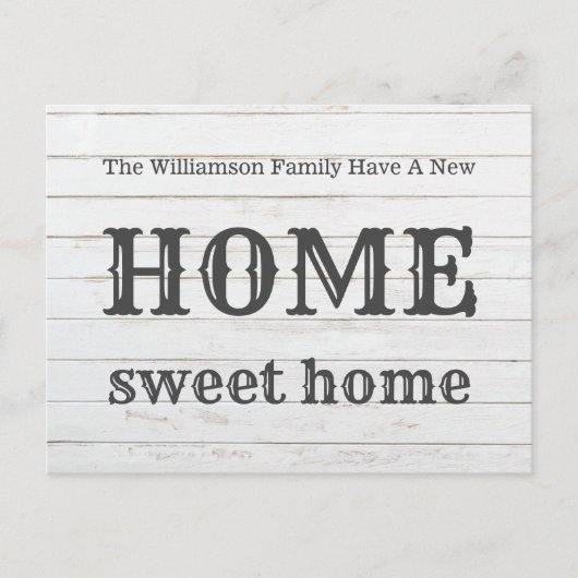 Hout New Home Sweet Home|Moving Announding Briefkaart (Voorkant)