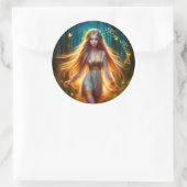 Hout nimf fee meisje goud helder bos bloemen ronde sticker (Tas)