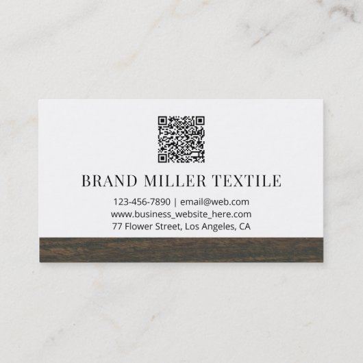 Hout Oak Pattern Monogram QR Code Visitekaartje (Achterkant)