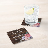 Hout Onderzetters Rustic Pink Flowers Wedparty (Insitu)