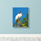 Hout Ooievaar in een Boom Canvas Afdruk (Insitu (Houten vloer))