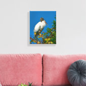 Hout Ooievaar in een Boom Canvas Afdruk (Insitu (Woonkamer))
