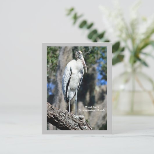Hout Ooievaar in het wild Feestdagenkaart (Staand voorkant)