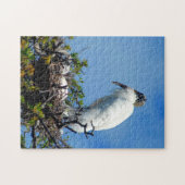 Hout Ooievaar met nestende baby's Legpuzzel (Horizontaal)