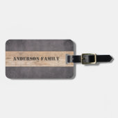 Hout op donkere achtergrond, familienaam bagagelabel (Voorkant horizontaal)