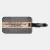 Hout op donkere achtergrond, familienaam bagagelabel (Achterkant horizontaal)