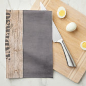 Hout op donkere achtergrond, familienaam theedoek (Quarter Fold)