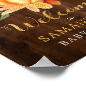 Hout Oranje Aquarel Pompoen Goud Herfst Douche Poster (Hoek)