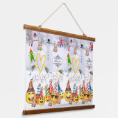 Hout Overgoten Wandtapijt Vrolijke Kerstverjaardag Hangend Wandkleed (Gebogen)