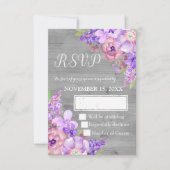  Hout Paarse Bloemen Bruiloft RSVP (Voorkant)