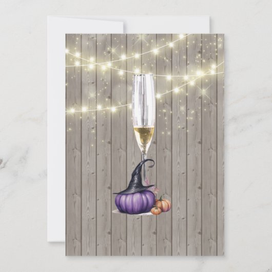 Hout Paarse Pompoen Carriage Brunch & Bubbly Kaart (Achterkant)