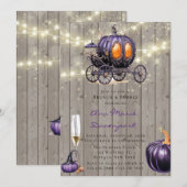 Hout Paarse Pompoen Carriage Brunch & Bubbly Kaart (Voorkant / Achterkant)