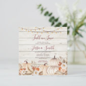 Hout Pampas Grass Pumpkin Herfst in Love Shower Kaart (Staand voorkant)