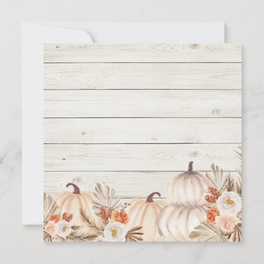 Hout Pampas Grass Pumpkin Herfst in Love Shower Kaart (Achterkant)