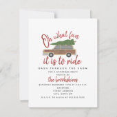 Hout paneel auto kerstboom op wat leuk feest kaart (Voorkant)