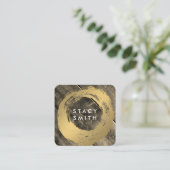 Hout-paneelgoud geborsteld vierkante visitekaartje (Staand voorkant)