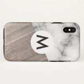 Hout Panel marmer met monogram Case-Mate iPhone Case (Achterkant (horizontaal))