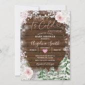 Hout Pastel Roze Snowflake Florence Baby shower Kaart (Voorkant)