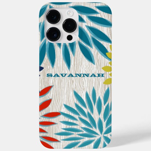 Hout Pattern Chrysanthemum Floral Personalized Case-Mate iPhone Case (Achterkant)