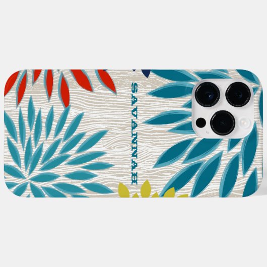 Hout Pattern Chrysanthemum Floral Personalized Case-Mate iPhone Case (Achterkant (horizontaal))