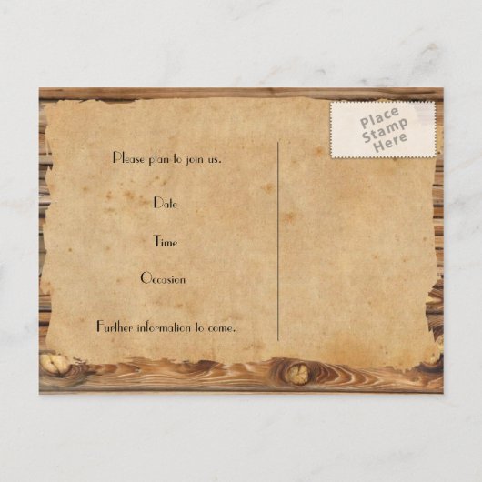 Hout perkament gehavende hart Save the Date Aankondigingskaart (Achterkant)