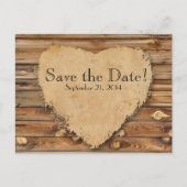 Hout perkament gehavende hart Save the Date Aankondigingskaart (Voorkant)