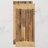 Hout perkament rustiek land bruiloft programma men programmakaart (Voorkant / Achterkant)