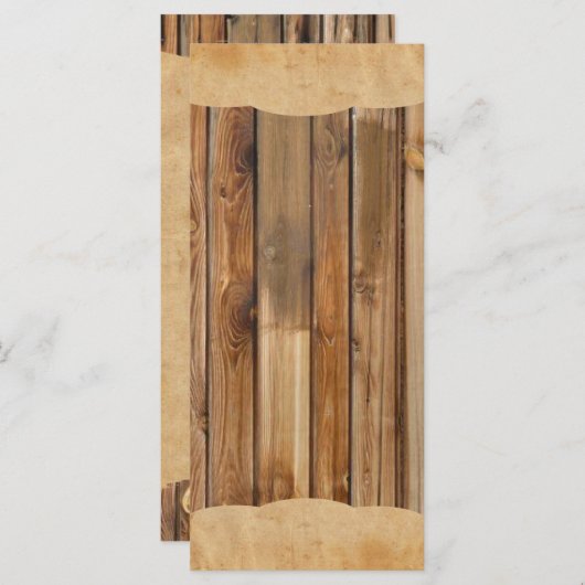 Hout perkament rustiek land bruiloft programma men programmakaart (Voorkant / Achterkant)