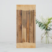 Hout perkament rustiek land bruiloft programma men programmakaart (Staand voorkant)