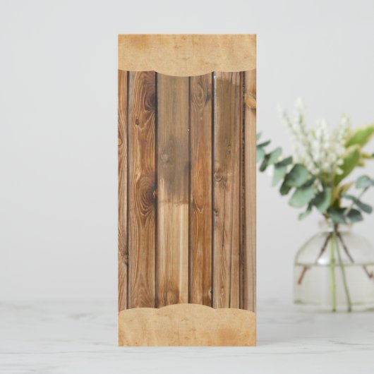 Hout perkament rustiek land bruiloft programma men programmakaart (Staand voorkant)