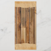 Hout perkament rustiek land bruiloft programma men programmakaart (Voorkant)